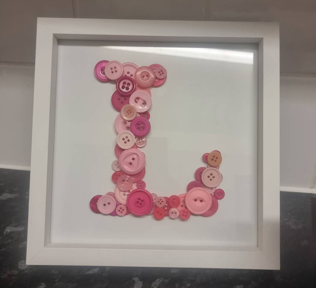 Button, Scrabble, Bead Art. Made to Order Any Colour or Letters. Etsy