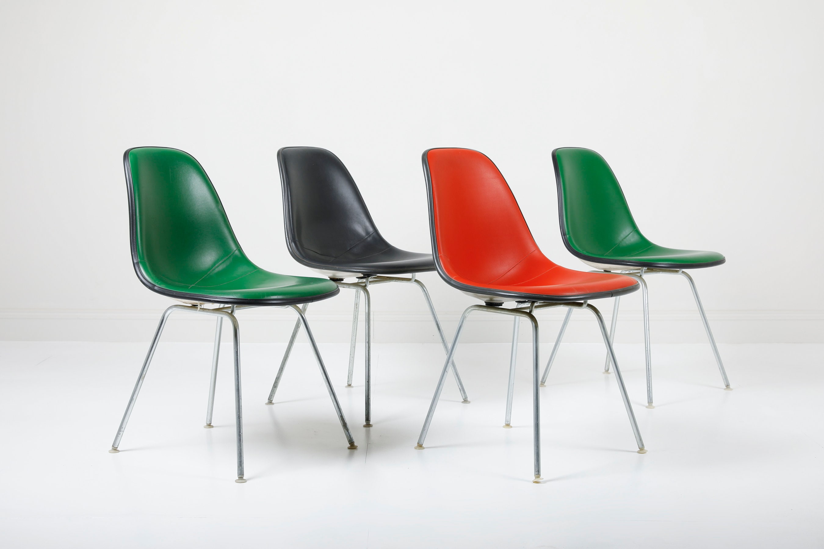 Vintage Herman Miller Eames DSX Fiberglass Padded Shell Chairs