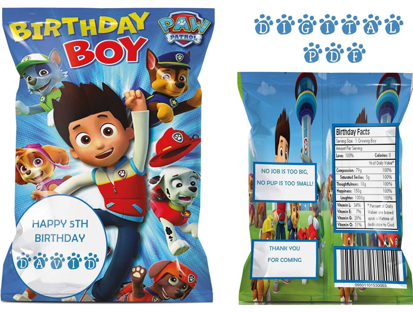 personalised paw patrol bag