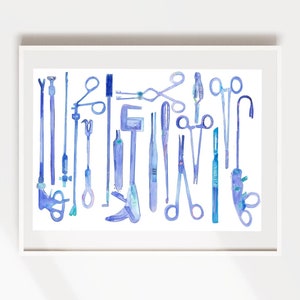 Chirurgie instrumenten kunst, chirurg cadeau, algemene chirurgie kunst. Obgyn Gift, OMFS Art, Chirurgische Tech Gift, Chirurgische Art Print