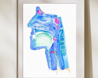 ENT Art Doctor Gift, SLP ENT Medical Office Wall Art, Radiology Wall Art, Hospital Watercolor Wall Art, Anatomy Wall Decor, Doctor Art