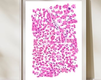 May include: Microscopic image of a tissue sample showing a cluster of pink cells with dark purple nuclei.