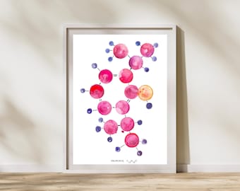 Propofol Molecule Anesthesiology Pharmacology Watercolor Art Print