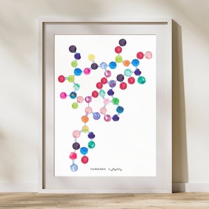 Tacrolimus Art Print, immunosuppressief molecuul schilderij, behandeling orgaantransplantatie, niertransplantatie, huiddermatologie print,