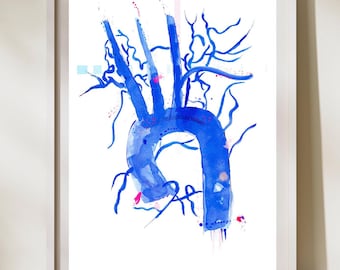 Aorta, hartoperatie hartverpleegkundige Art Print arts-assistent medische kunst cardiologie echografie cardioloog cadeau