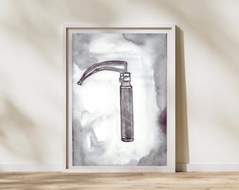 Laryngoscope Anesthesiology Art Print, Anesthesiologist Assistant Gift
