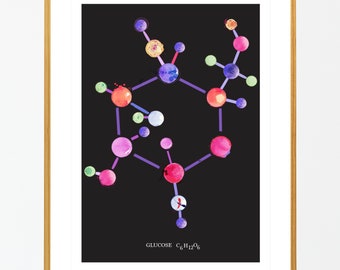 Glucose Molecule, Biochemistry Poster, Chemistry Art, Pharmacy tech gifts, Pharmacy Art, Internal Medicine Print, Chemist Gift, Biology Art