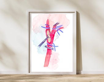 Carotid Endarterectomy with Patch Repair Watercolor Art Print, Vascular Surgery Watercolor Artwork