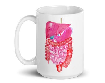 Mug chirurgien - Mug gastro-entérologue - Mug assistant médical - Mug illustration anatomie abdominale