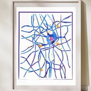 Neuron Synapse, Neurology Art, Neuroscience Art, Neuroscience Gift, Neurophysiology Art, Neuron Art, Neuroscience Laboratory Wall Decor