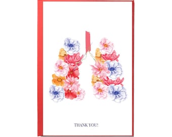 Lung Thank You Card, Respiratory Therapist Card, Pulmonology Thank You, ICU Card, Family Practitioner  Doctor Nurse Assistant Greeting Card