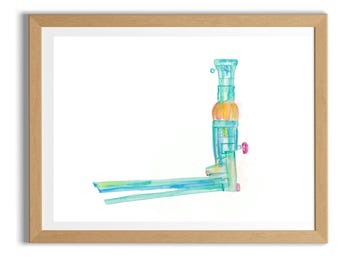 Mediastinoscope Thoracic Surgery Instrument Watercolor Art Print Gift for CT Surgeon