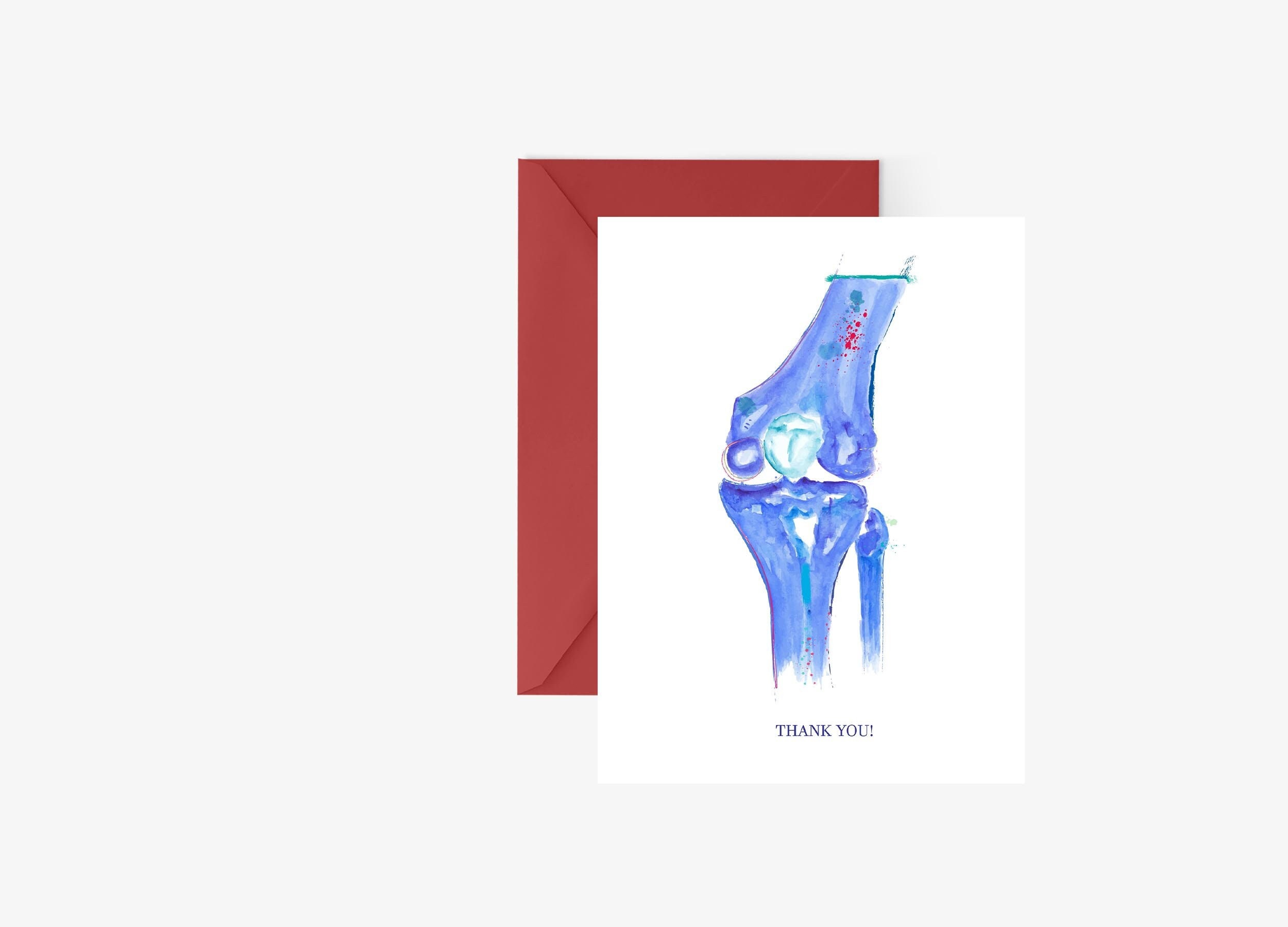 Orthopedic Surgeon Gift, Physical Therapy Thank You Card, Physical Therapist Card, Knee Anatomy, Orthopedics Nurse, PTA, Orthopedic Gift