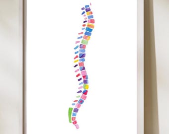 Spine Anatomy Art - Chiropractor Physical Therapy Office Art - Physical Therapist Chiropractor Assistant Student Graduation Christmas Gift