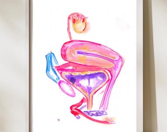 Female Anatomy Art, OBGYN Art, Female Reproductive Organs, OBGYN Gift, Gynecology Office Decor, Urology Print, Physical Therapy Women Art