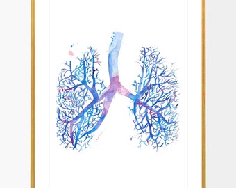 Trachea Airway Lung Anatomy Art, Respiratory Therapist, Pulmonary Rehab Wall Decor, Respiratory Therapist Gift, Sleep Laboratory Art, Peds