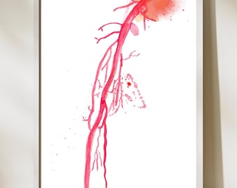 Arte anatomica delle arterie del braccio, arte delle arterie degli arti superiori, arte di chirurgia vascolare, decorazioni radiologiche, regalo per chirurgo vascolare, arte angiografica