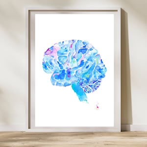 Art de l'anatomie du cerveau, art mural neurologie, cadeau de neurologue, art des neurosciences, impression d'art SLP, art du cerveau, art de la psychiatrie, médecine Impression d'art
