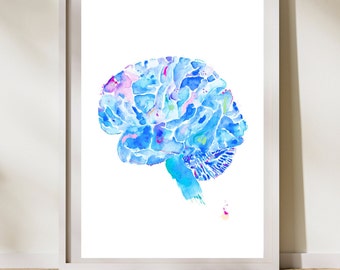 Brain Anatomy Art, Neurology Wall Art, Neurologist Gift, Neuroscience Art, SLP Art Print, Brain Art, Psychiatry Art, Medicine Art Print