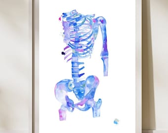 Skeleton Art, Physical Therapy Art, Chiropractor Graduation Gift, Skeleton Anatomy, Physical Therapy Wall Art, Chiropractor Wall Art