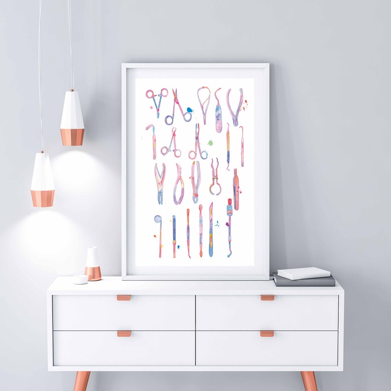 Dental Instruments Wall Art Dental Office Wall Art Dentist | Etsy