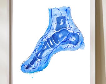 Radiologia del piede, decorazioni per podologia, arte vascolare chirurgica, angiografia CTA del piede, arte radiologica, anatomia vascolare, regali per radiologia, regali per podologia