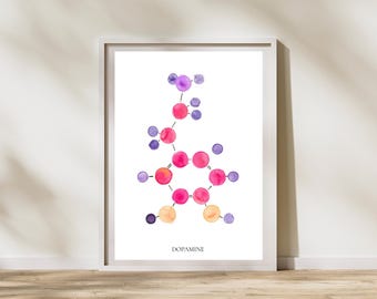 Dopamine Molecule Art - Neurology and Neuroscience Office Decor