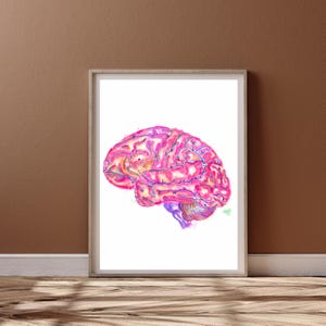 Brain Anatomy, Brain Watercolor Art, Neurology Neuroscience Psychiatry and Psychology Office Wall Art, Gift for Neurologist Psychiatrist