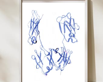 Human Immunoglobulin, IGG1 Fold, Immunology Art, Molecular Biology Art, Microbiology Art, Antibody Art, Science Artwork