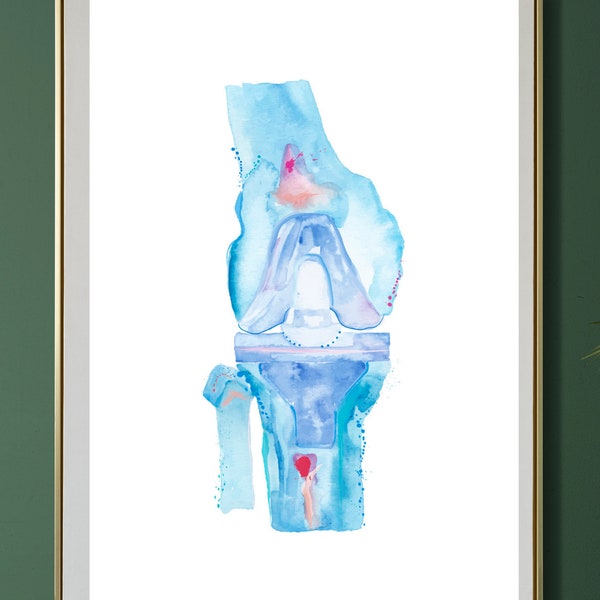 Art de l'anatomie du genou, arthroplastie du genou, art orthopédique, art de l'anatomie abstraite, cadeau kinésithérapeute, cadeau chirurgien orthopédiste