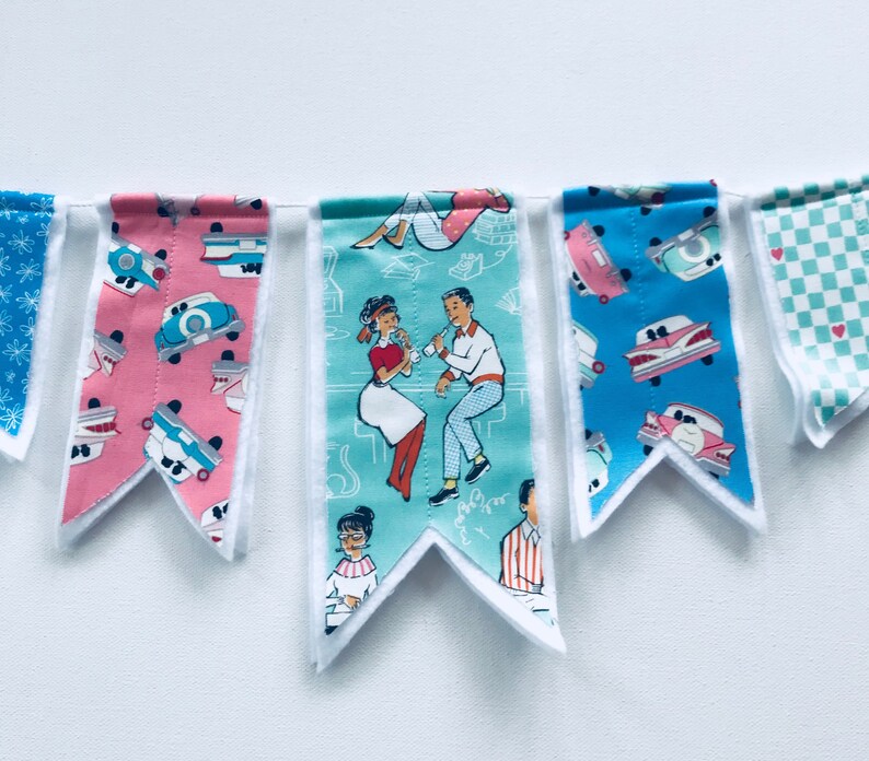 Fabric banner retro banner, 50/'s banner sock hop banner