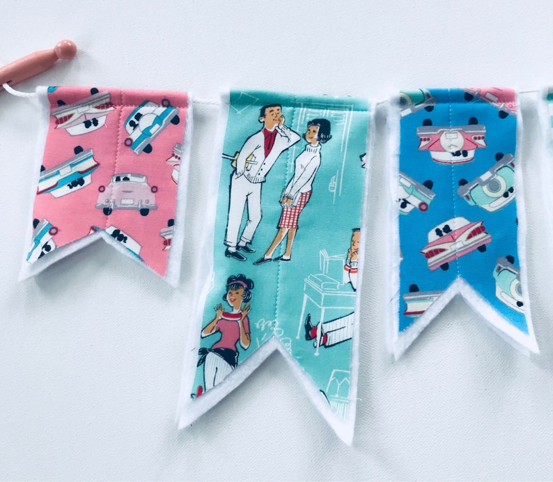 Fabric banner retro banner, 50/'s banner sock hop banner