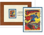 Superman Framed Postage Stamp, Comics Cinema Lover Gift, Movies Superhero, Father Gift, Recycled Postage Stamp Art, Office Decor Gift