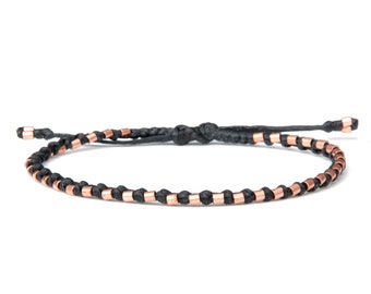 Mens Copper Bracelet Handmade The Healer — 7th Anniversary Gift for Him — Waterproof Adjustable Rope Bracelet — Harbour UK