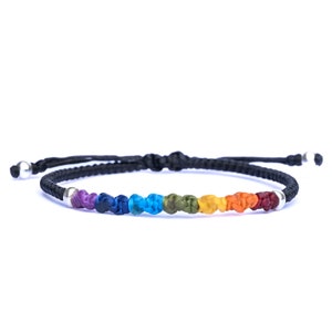 Rainbow stripe pride lgbtq+ bracelet / Unisex bracelet / Handmade sterling silver bracelet