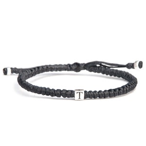Joyería de monograma inicial / Pulsera personalizada de cuentas de letras del alfabeto de plata para hombres y mujeres