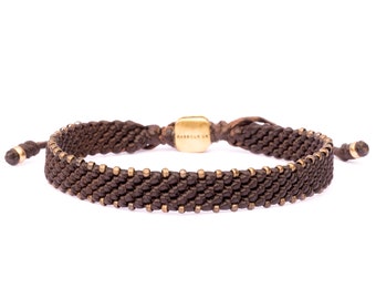 8th anniversary gift for him / Customised bronze and cord bracelet / Vegan & eco friendly accessories