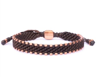 Mens Copper Bracelet Handmade — 7th Anniversary Gift for Him — Adjustable Waterproof Rope Bracelet — Copper Gift Men — Harbour UK