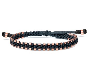 Mens Copper Bracelet Handmade — 7th Anniversary Gift for Him — Waterproof Adjustable Rope Bracelet — Copper Gift Men — Harbour UK