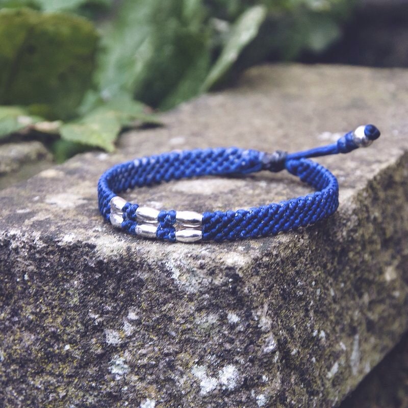 Custom friendship bracelets / Mens blue bracelet / String rope Etsy
