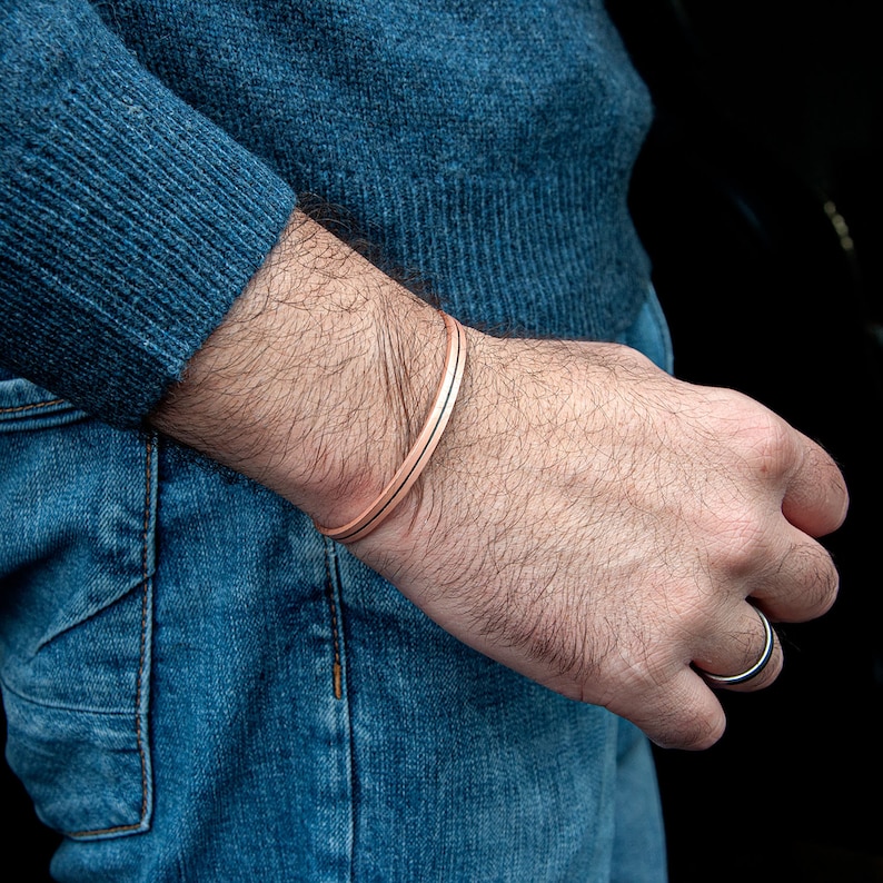 Men Solid Copper Cuff Bracelet Copper Anniversary Present for Etsy UK