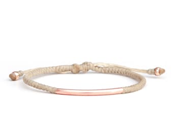 Corded rose gold bracelet for women / Sustainable vegan jewellery / Versatile cord bracelet