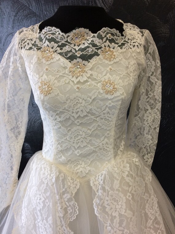 50's gown with ivory pearls