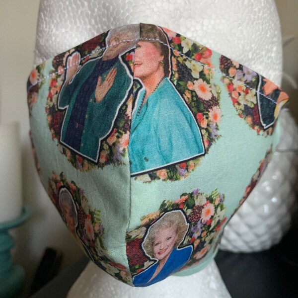 Golden Girls Washable Reversible Cotton Fabric Unisex Face Mask with adjustable elastic around the ears (Nose wire optional)