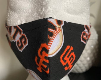 The San Francisco Giants Baseball with Black Reversible Face Mask & Covering with Elastic adjustable around the ears