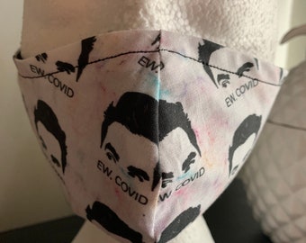 Washable Reversible Cotton Fabric Unisex Face Mask EWW 2020 Schitts Creek with adjustable Elastic around the ears (nose wire optional)