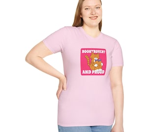 Leseratte mit lesender Katze Unisex Softstyle T-Shirt