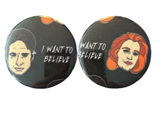 X-Files Scully & Mulder 2-PACK Buttons --- 2.25" Pinback