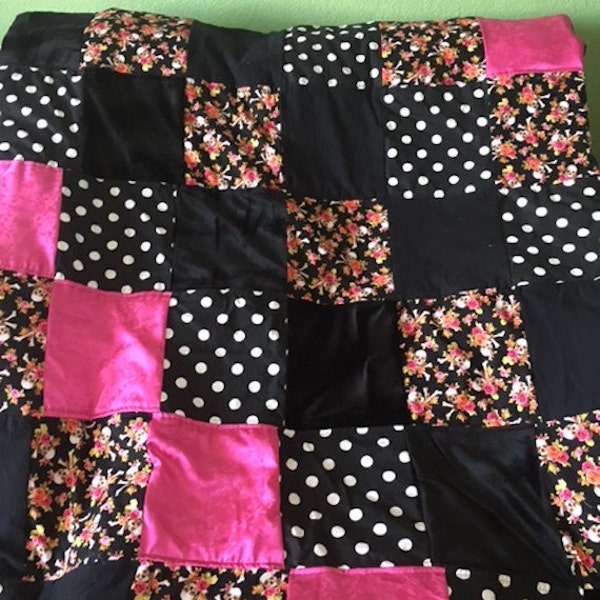 Pink and Black Quilt Etsy