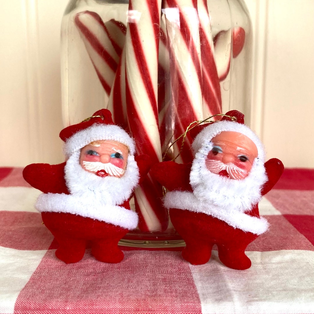 Mini Santa Collection Set of Two Mini Flocked Santas - Etsy